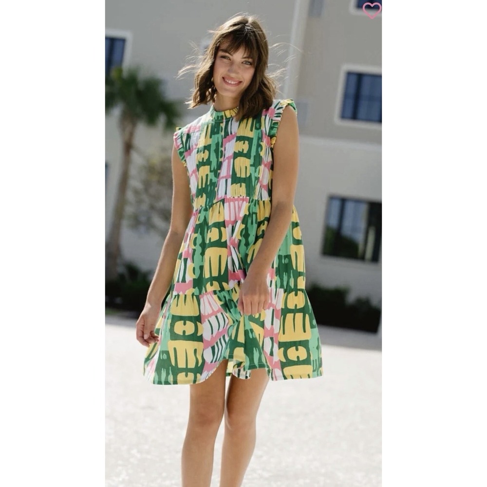 Briton Court NEW Shelby Mini Dress Artsy Women XS Colorful Beach Retro Preppy